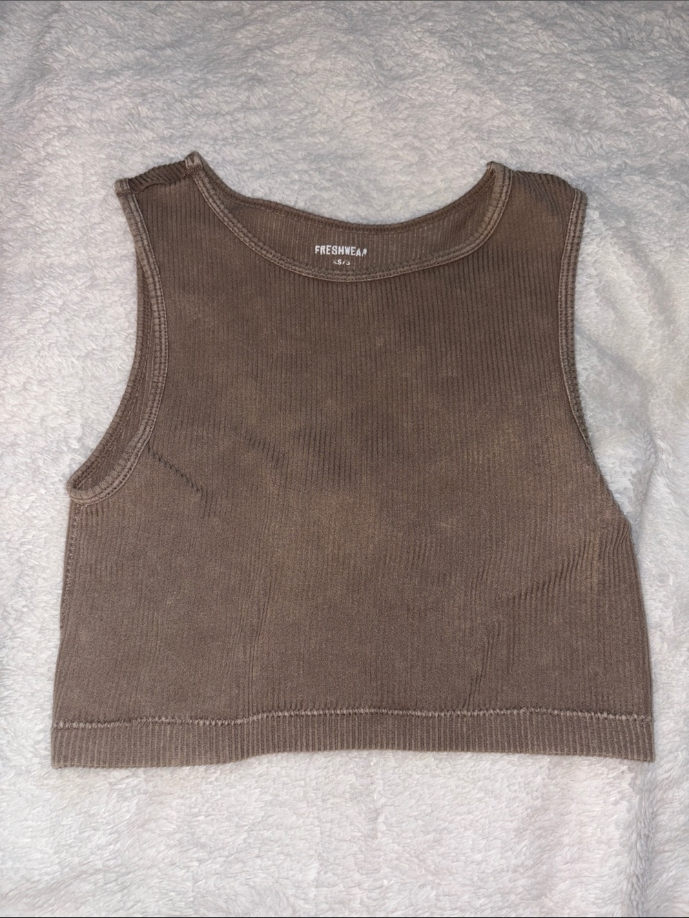 Freshwear Ribbed Crop Tank Top in Taupe